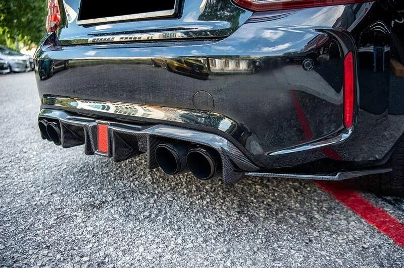 F87 M2C DT-M style Carbon Fiber  Rear Bumper Diffuser with LED Lamp For BMW F87 M2 M2C