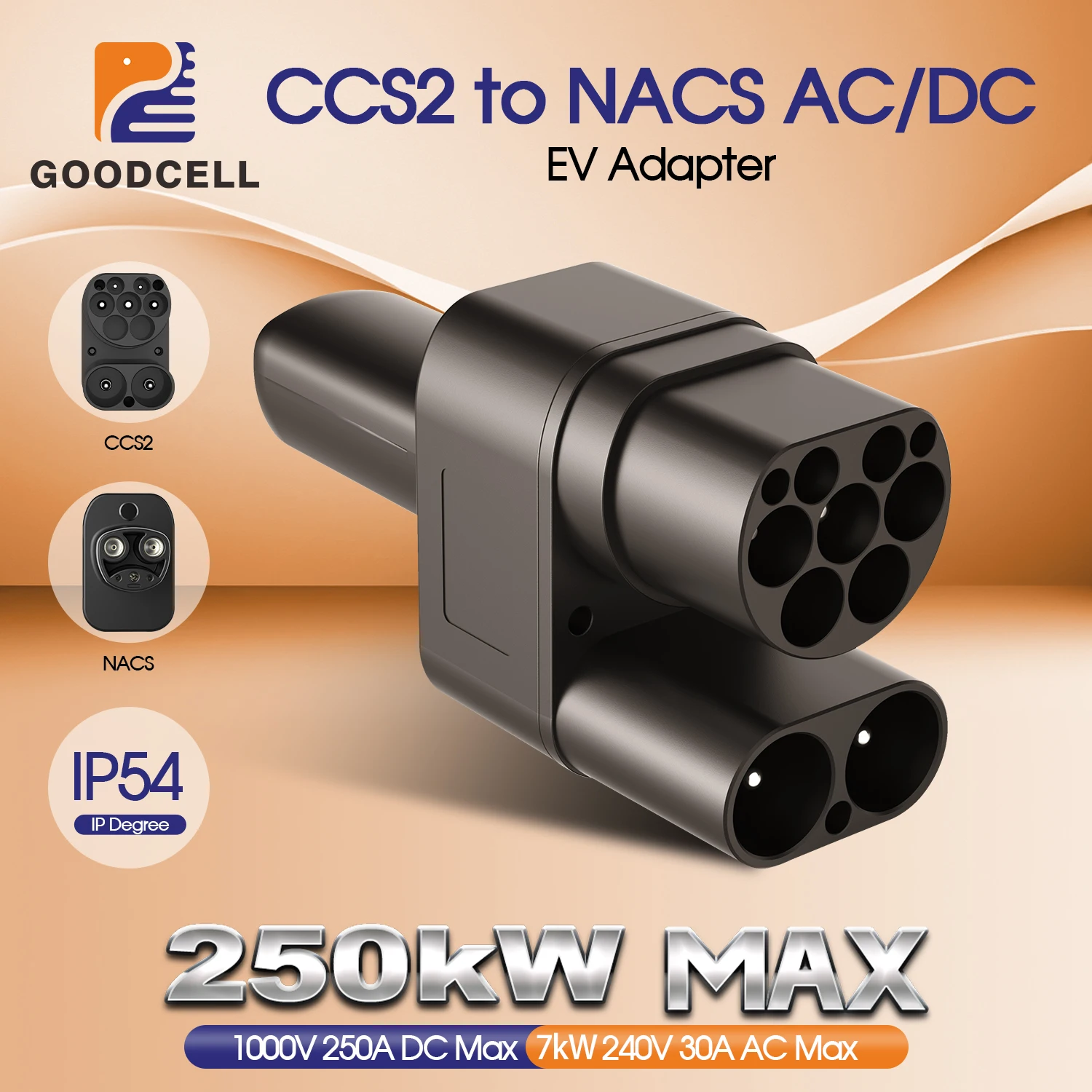 GOODCELL CCS2 to Tesla EV Charging Connector 7KW 250KW AC DC Fast Charger Adapter Compatible with Tesla Model 3/S/Y Electric Car