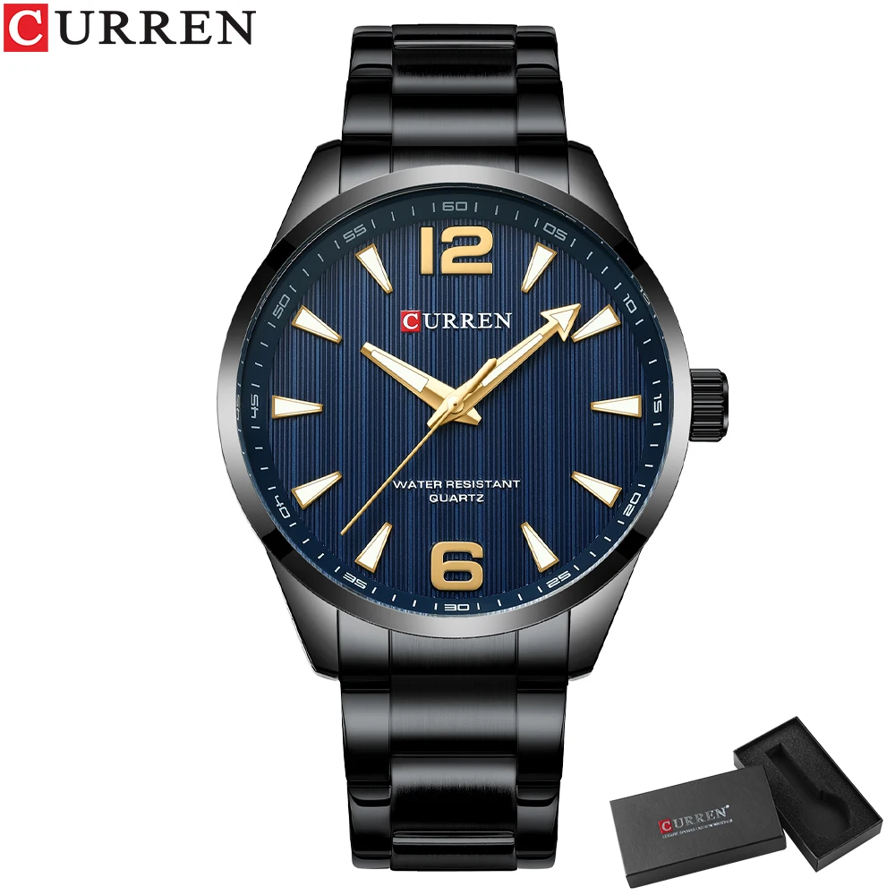 CURREN Modemarke Herrenuhren mit leuchtenden Zeigern, edle Business-Armbanduhren mit Edelstahlband für Herren
