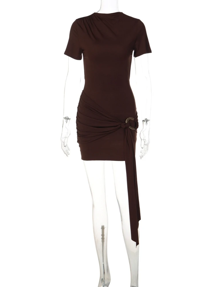 FDYOUI mode femmes dos nu pansement robe de soirée Streetwear dames col rond manches courtes tuniques T-shirt robes fête Club tenue