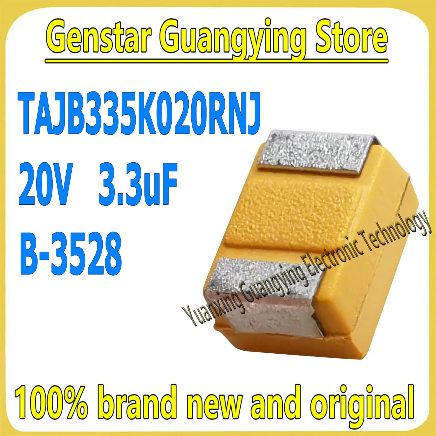 (10 pieces) TAJB335K020RNJ Part Number: 335D 3.3UF 20V ±10% Class K B-3528 Surface-Mount Tantalum Capacitor 100% Brand New