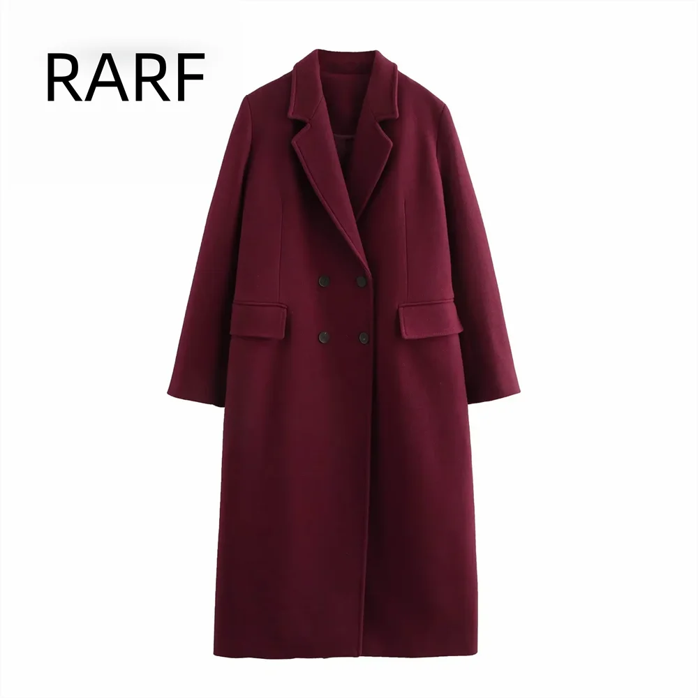 

Women's clothing autumn and winter new products French fashion casual high-end temperament blended wine red coat jacket