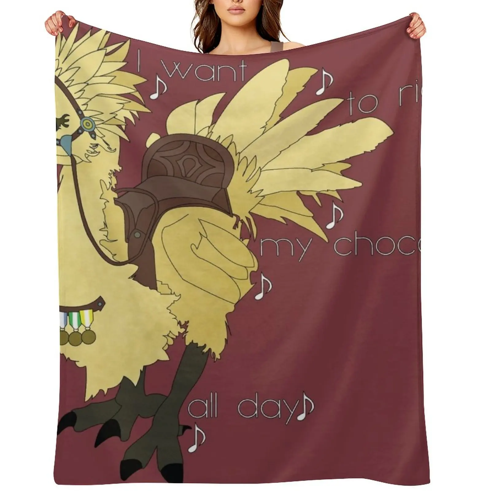 

Chocobo ride Throw Blanket Soft Beds funny gift Flannels Blankets