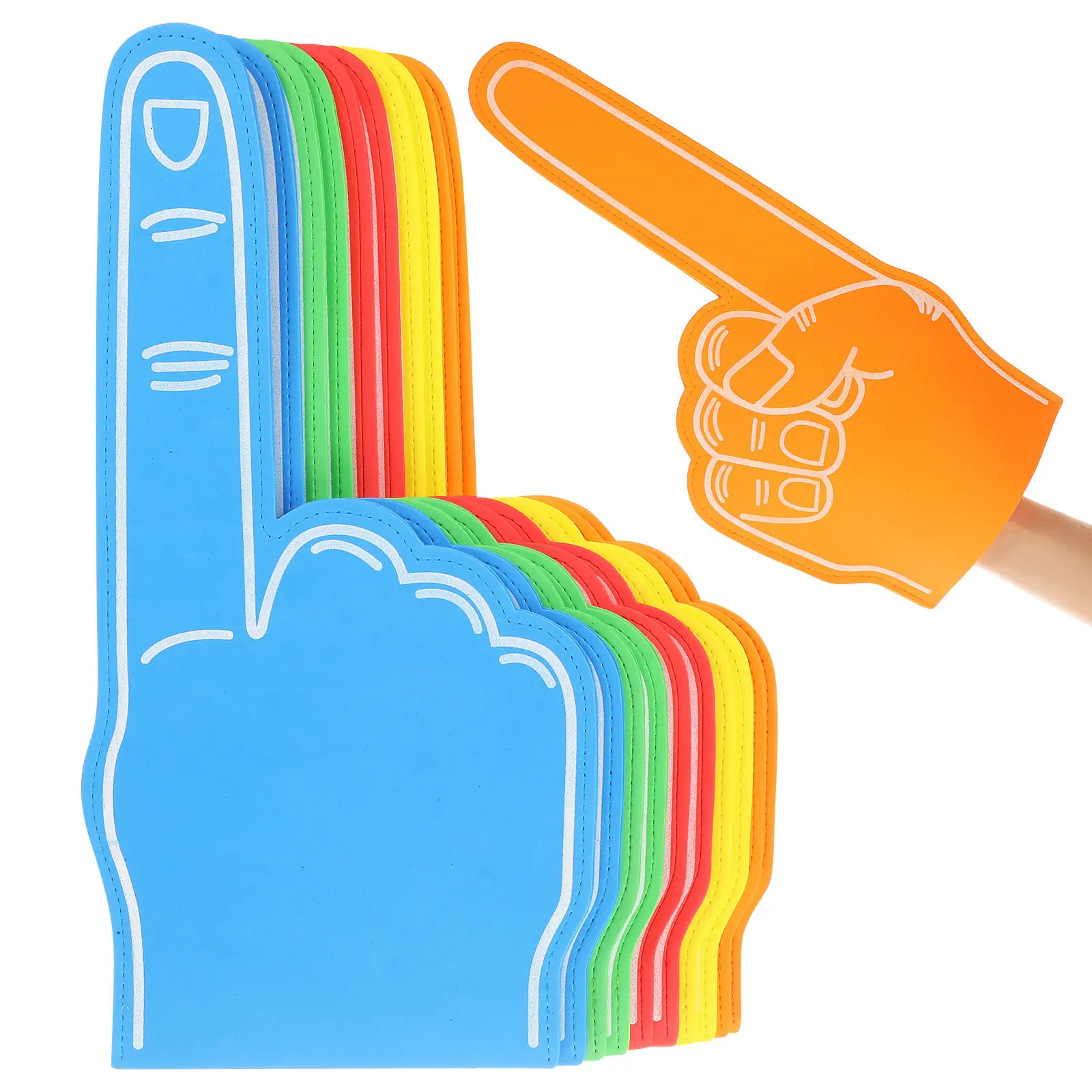 

10Pcs Giant Foam Fingers Oversized Cheering Hands Vibrant Colors Lightweight Comfortable for Sports Events Concerts Football