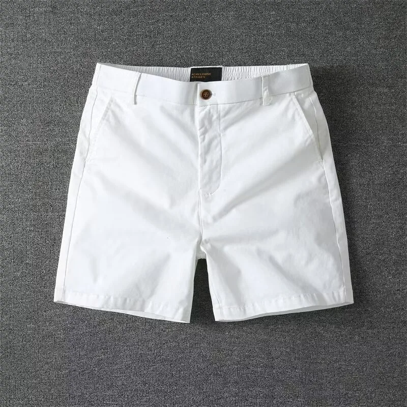 KIDWHXR Herren-Shorts, Sommer, schlicht, einfarbig, hohe Taille, gerade geschnittene Shorts, elastische Taille, lockere Sport-Freizeit-Shorts für Herren – Detail 5
