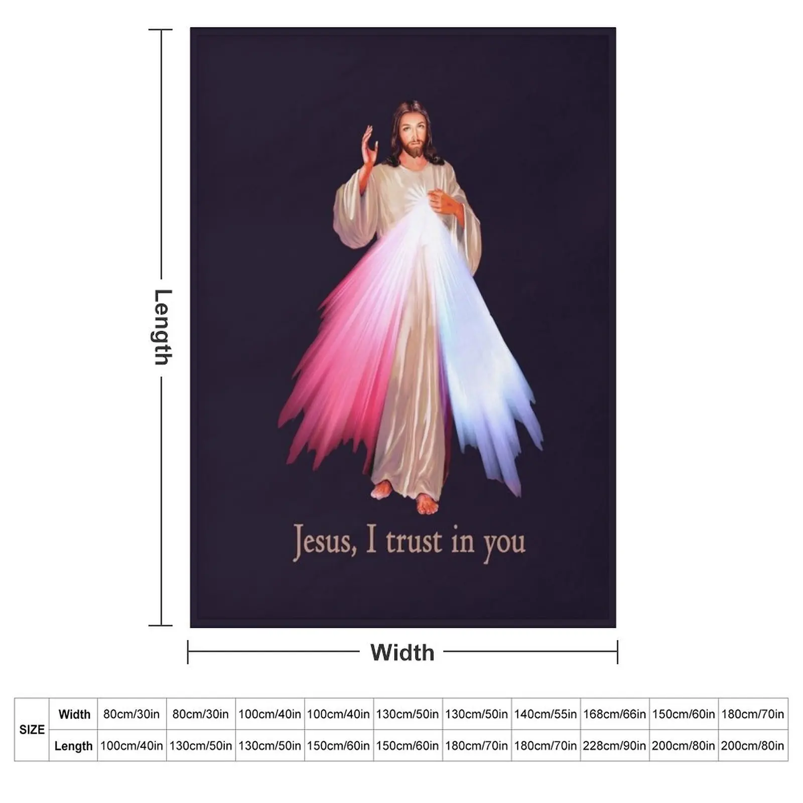 Jesus I trust you Divine Mercy Image (transparent background design) Throw Blanket Retros Kid'S Winter beds Beach Blankets