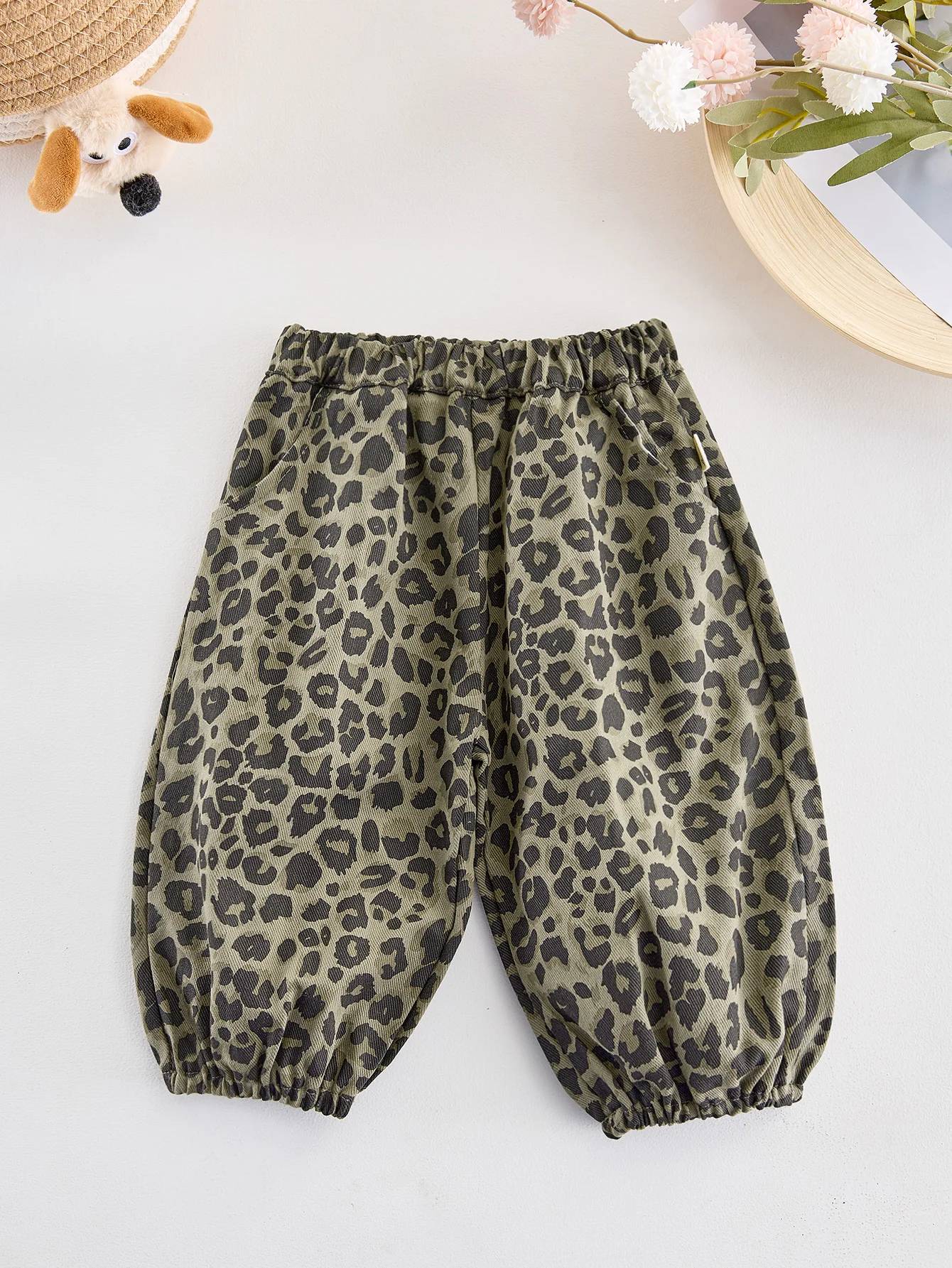 Boys and Girls' Pants - Korean-Style Leopard Print Pants with Full Prints, Baby-Sized Elasticated Cuffs for Mosquito Protection