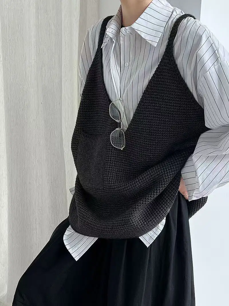 

Женский жилет на бретелях, короткий стиль, комплектный топ, вязаный жилет, без рукавов с открытой спиной, топ в винтажном стиле