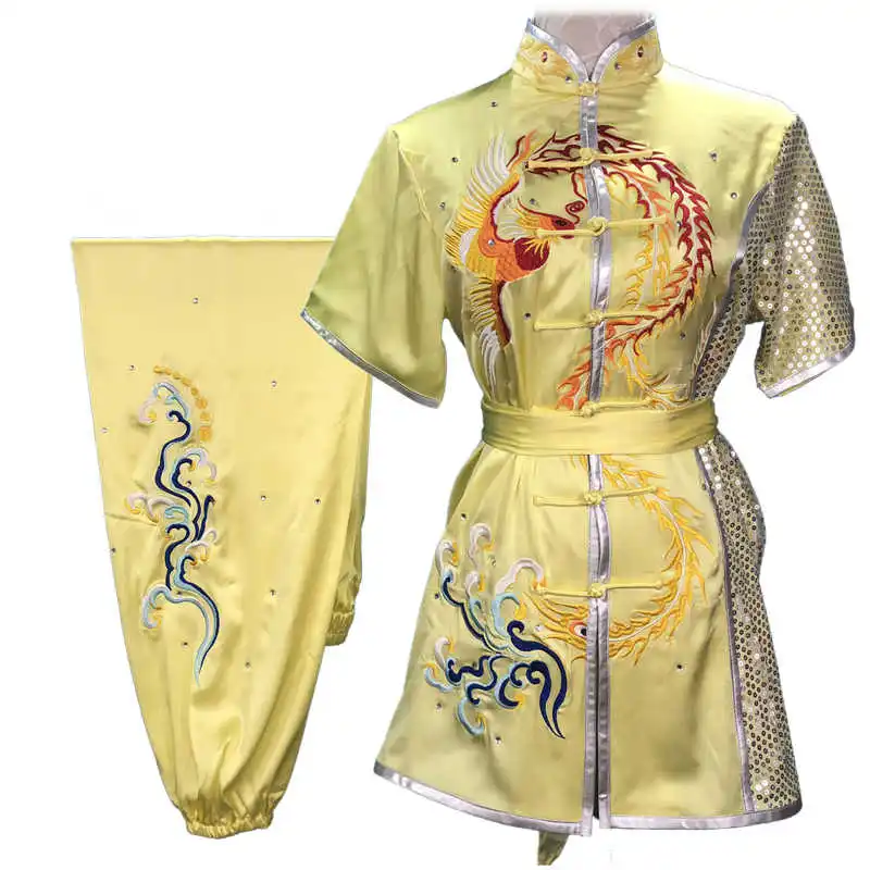 Southern and Long Fist Kung Fu Practice Children's Martial Arts Competition Performance Colorful Costumes Embroidered Phoenix Me