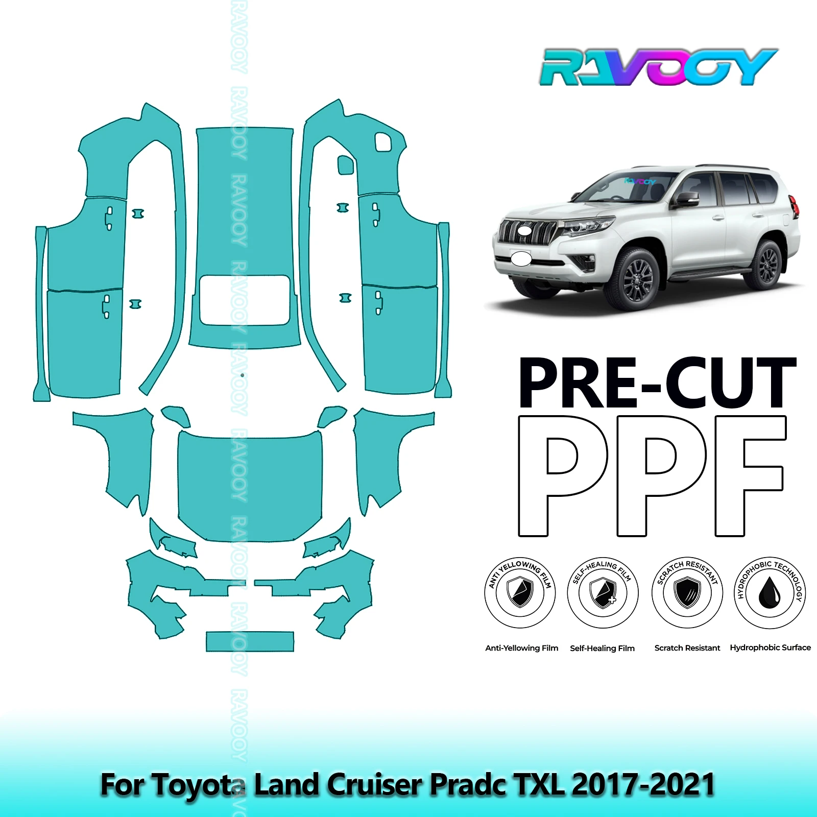 

Car Precut PPF Paint Protection Film Full Vehicle For Toyota Land Cruiser Pradc TXL 2017-2021