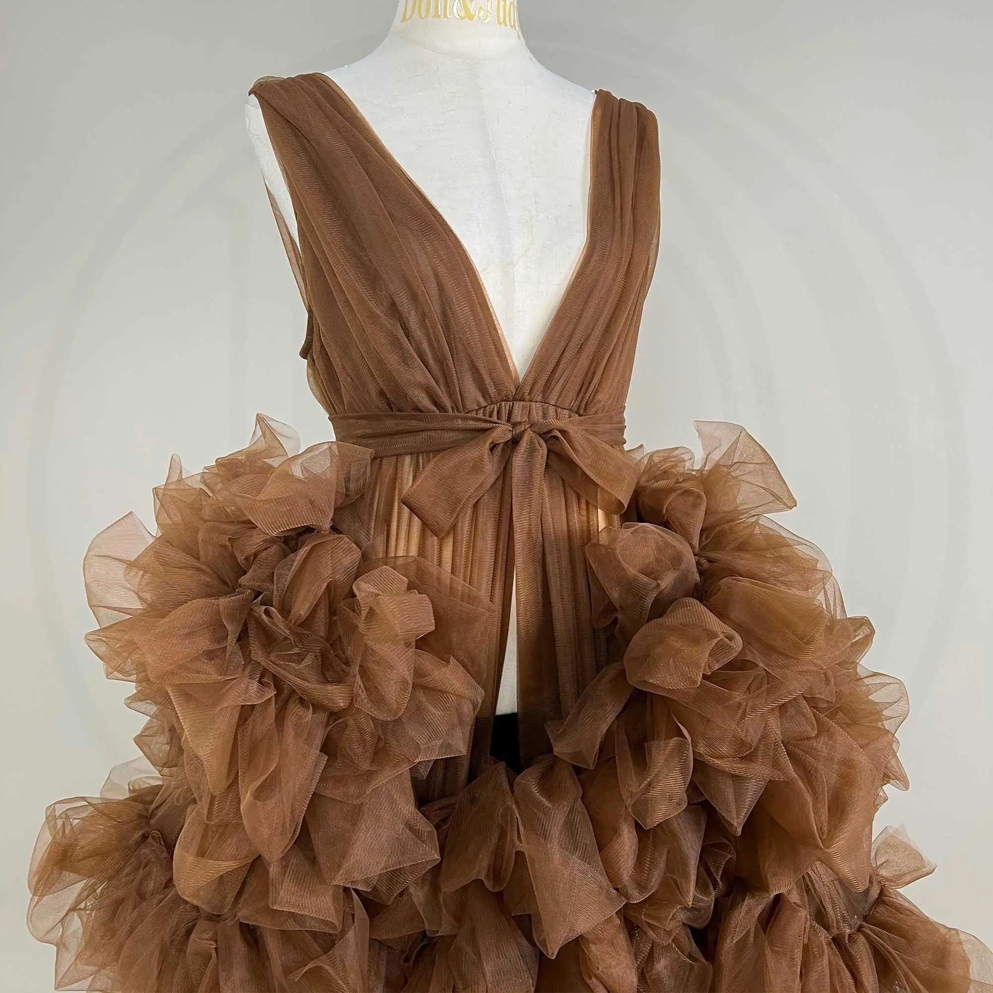 فستان Don&Judy لحفلات الزفاف المسائية ورقبة على شكل V من التل بفتحة أمامية للنساء فستان للتصوير الفوتوغرافي #4