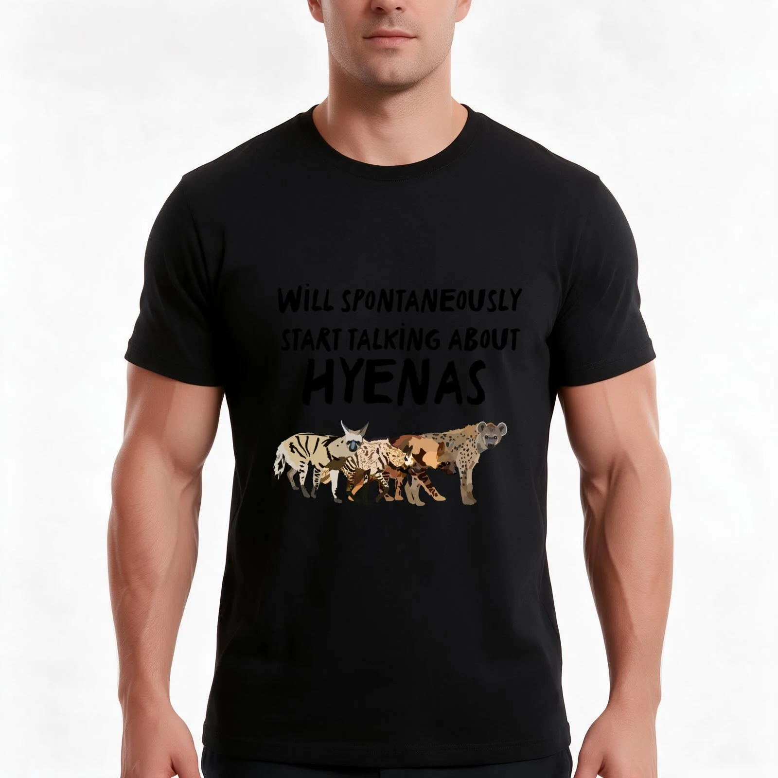 Will Spontaneously Start Talking About Hyenas T-Shirt, Summer Casual Cotton Tee, Oversized Streetwear Tops, Unisex Men Women