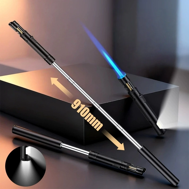 

New Metal High Temperature Scalable COB Lighting Lighter Windproof Direct Spray Inflatable Outdoor Camping Kitchen Lighter