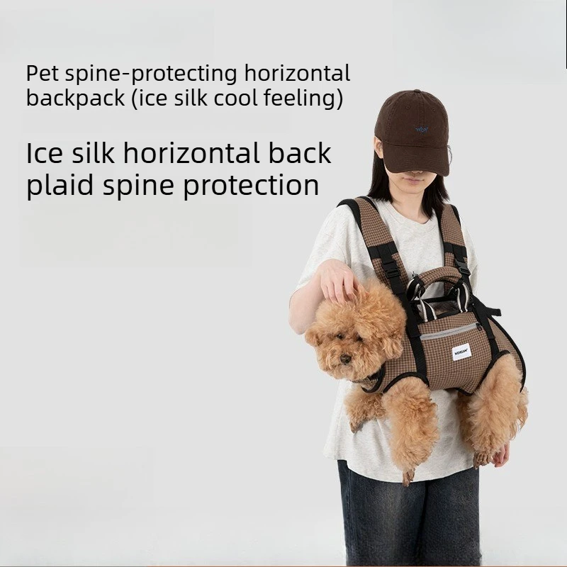 Hunde-Rucksack-Tragetasche aus Eisseide mit Kühlfunktion und Rückenschutz, Atmungsaktive Umhängetasche für Welpen und Kleine bis Mittelgroße Hunde, Outdoor-Wandern