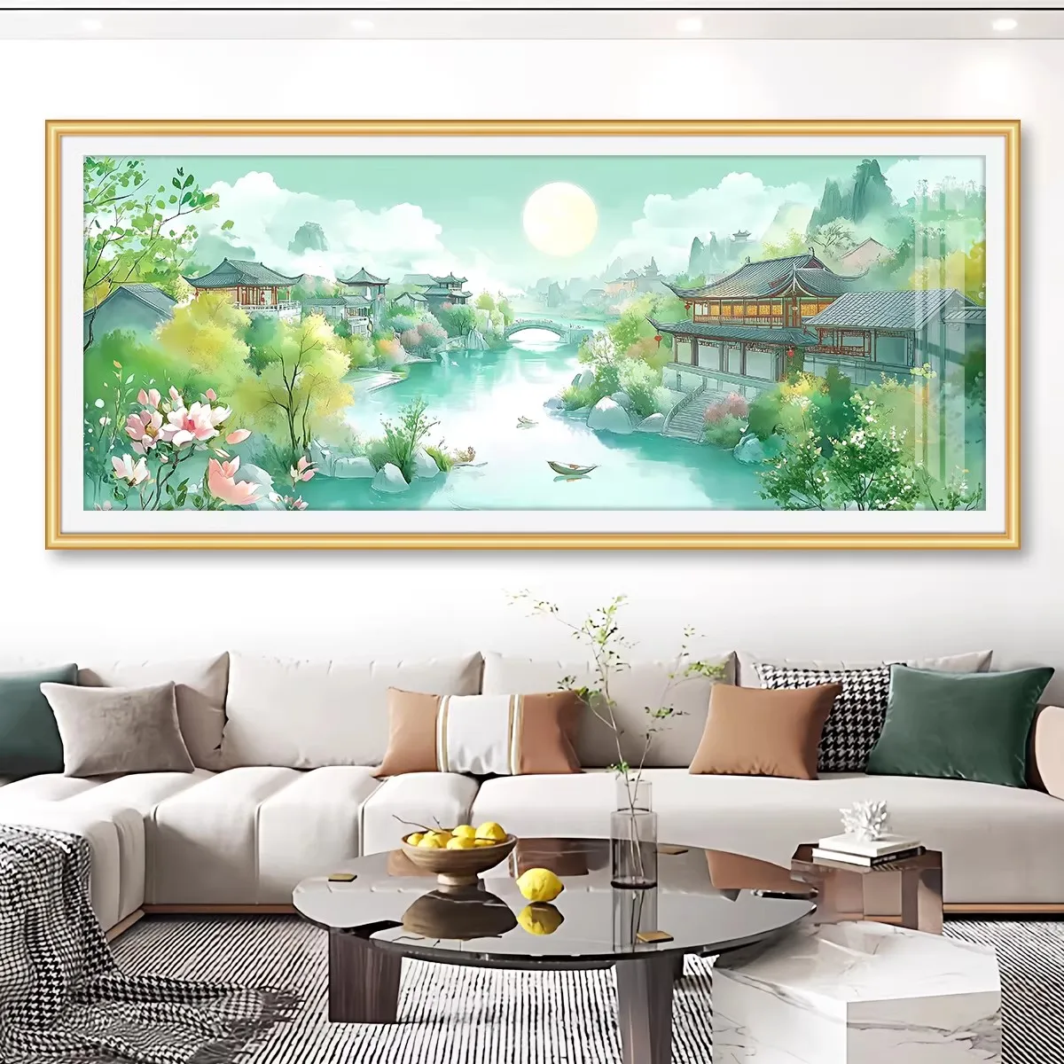 

Весенний пейзаж: 11CT DIY китайский набор для вышивания, готовый шаблон, вышивка крестом, хлопковые нитки, 57 цветов