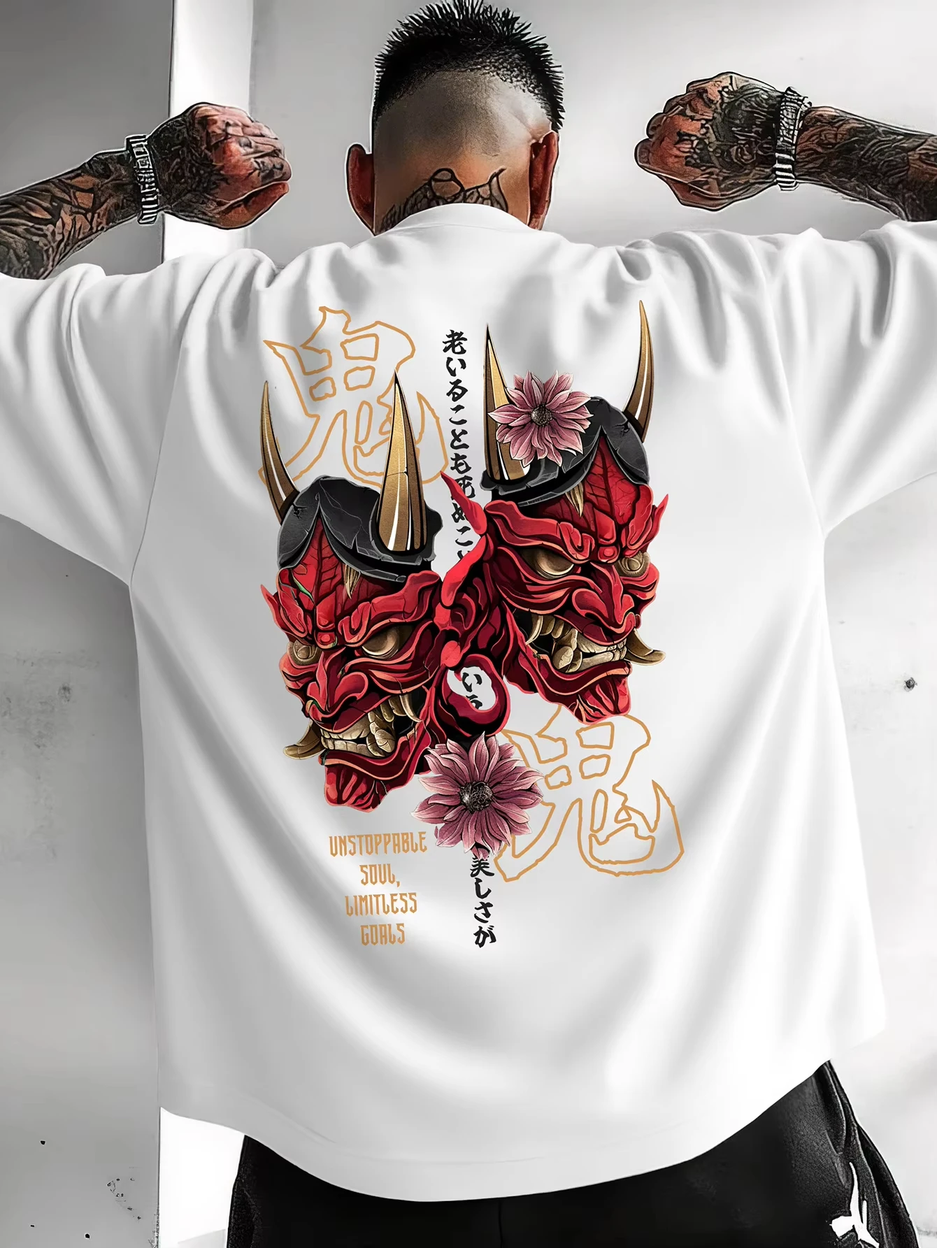 2026 Japanese Anime Devilish Face Print Cotton Men Woment T-shirt Summer Autumn Daily Outdoor Sports Casual Street Short