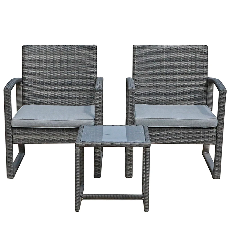 JARDINA 3PCS Outdoor Patio Furniture Set Outdoor Wicker Conversation Set Rattan Chair Set with Coffee Table