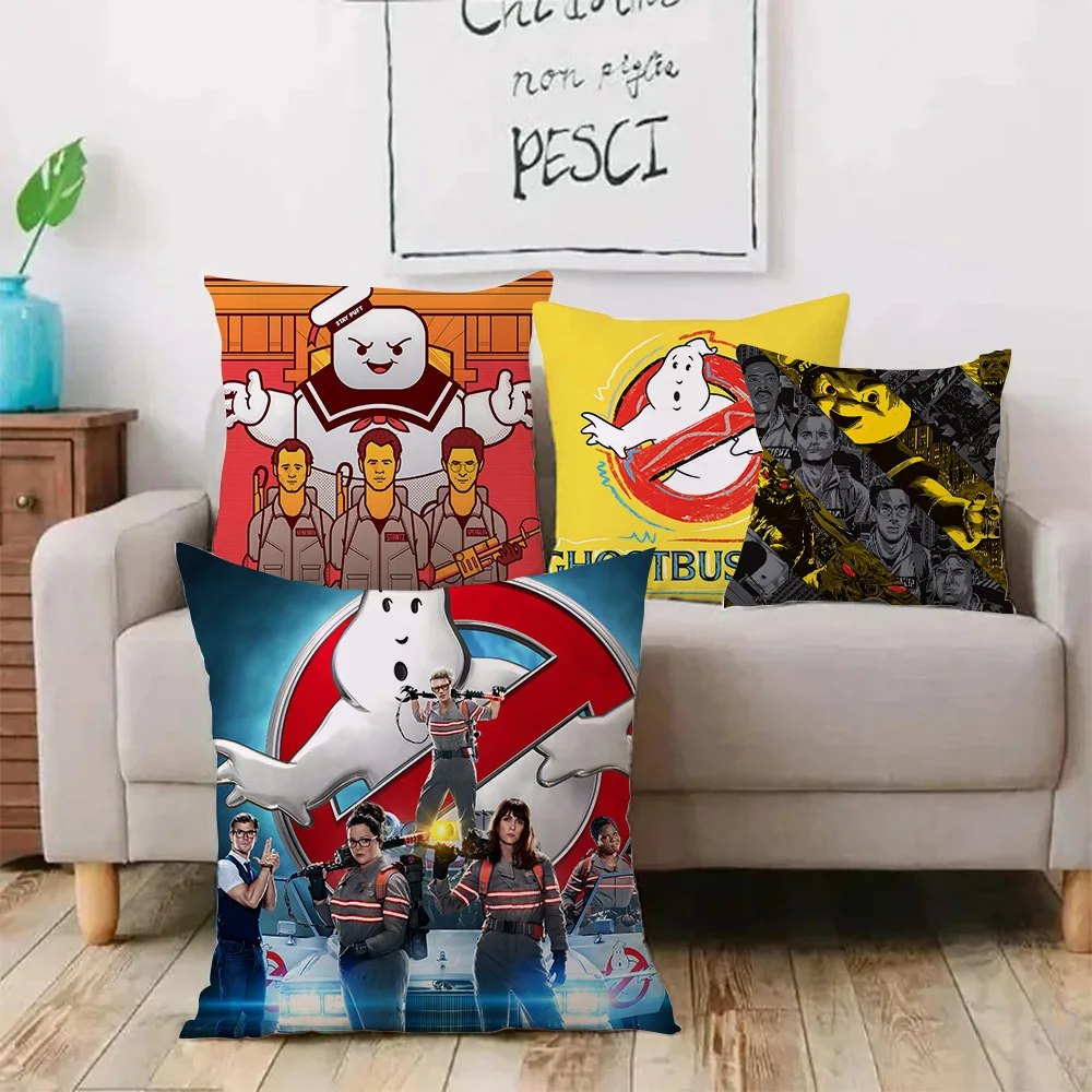 Movie Ghostbusters Pillow Covers Cartoon Sofa Decorative Home Double-sided Printing Short Plush Cute Cushion Cover