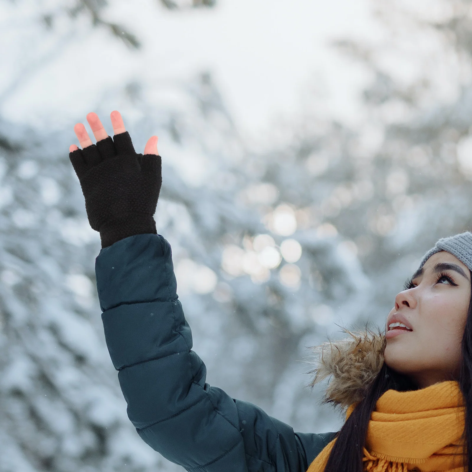 

Heated Fingerless Gloves Winter Running Full Fingers Warm Knitted Outdoor Sports Cycling Thermal Mitts Portable H Covers Heating