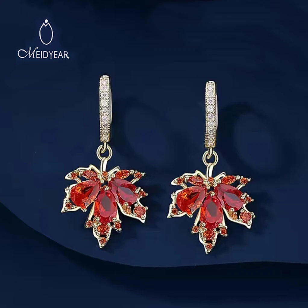 New  red maple Leaf   Gold  Earrings Silver Needles   trend 2024  items   Daily   Ladies gift women's   jewelry