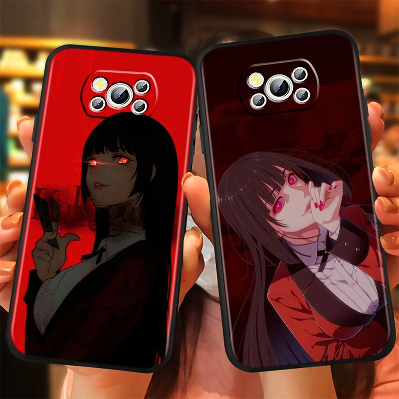 Anime Kakegurui Girl Comics For Xiaomi Mi Poco F5 F4 F3 X6 X5 X4 X3 M6 M5 M5S M4 M3 C65 Pro GT NFC 5G Black Cover Phone Case