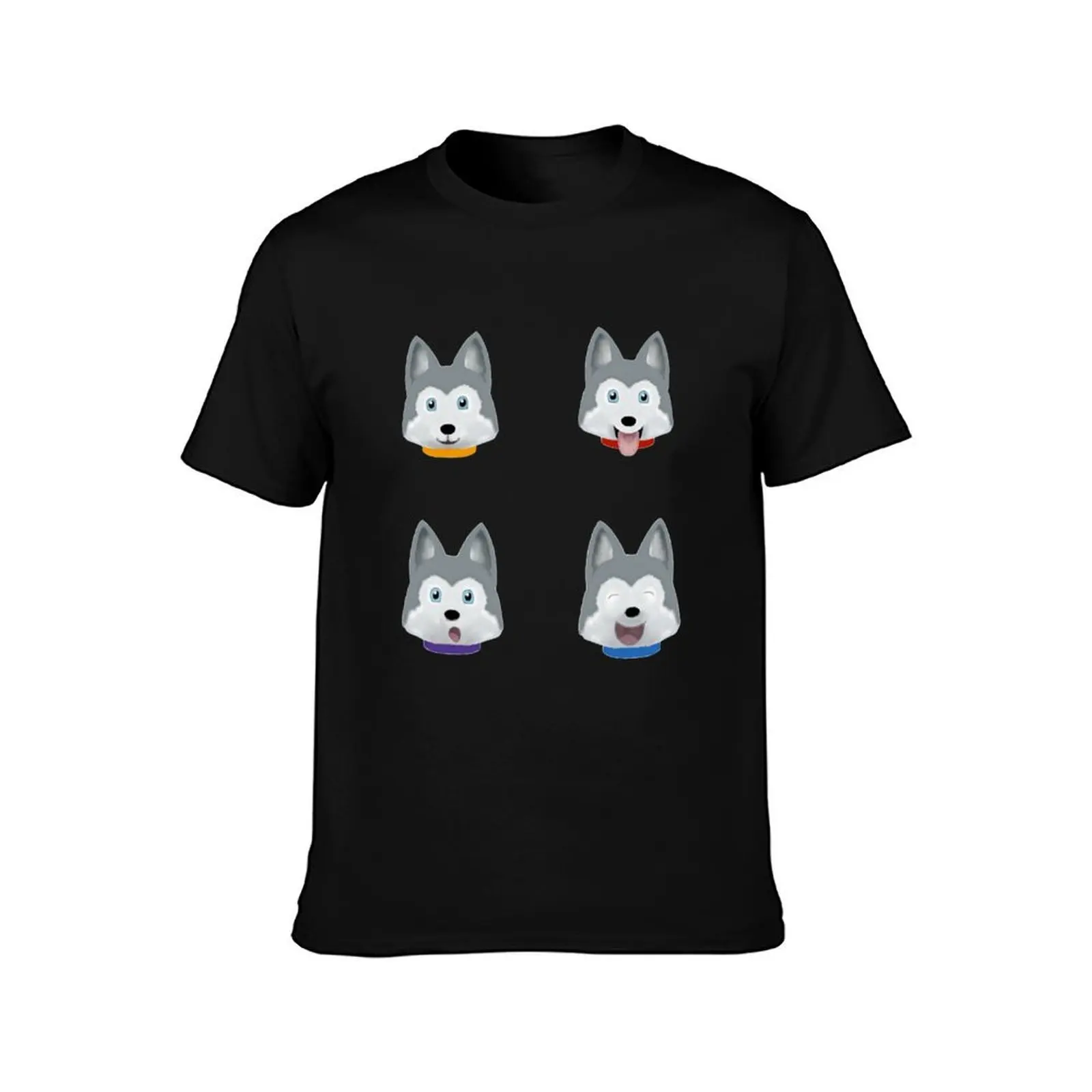 Husky faces expressions of happy love curiosity amusement T-Shirt Modern Style Print T-Shirt