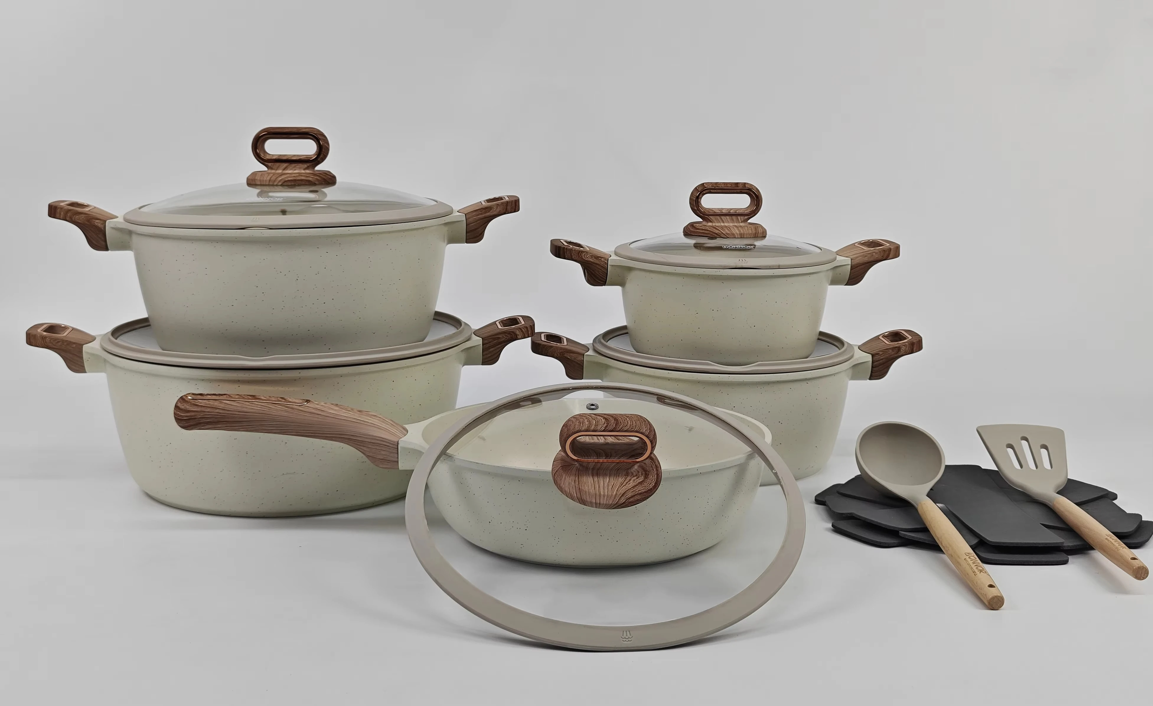 American Style Aluminium Alloy Multifunction Cookware Set Induction Non-Stick Home Kitchen Cooking Pot Set 15 PCS