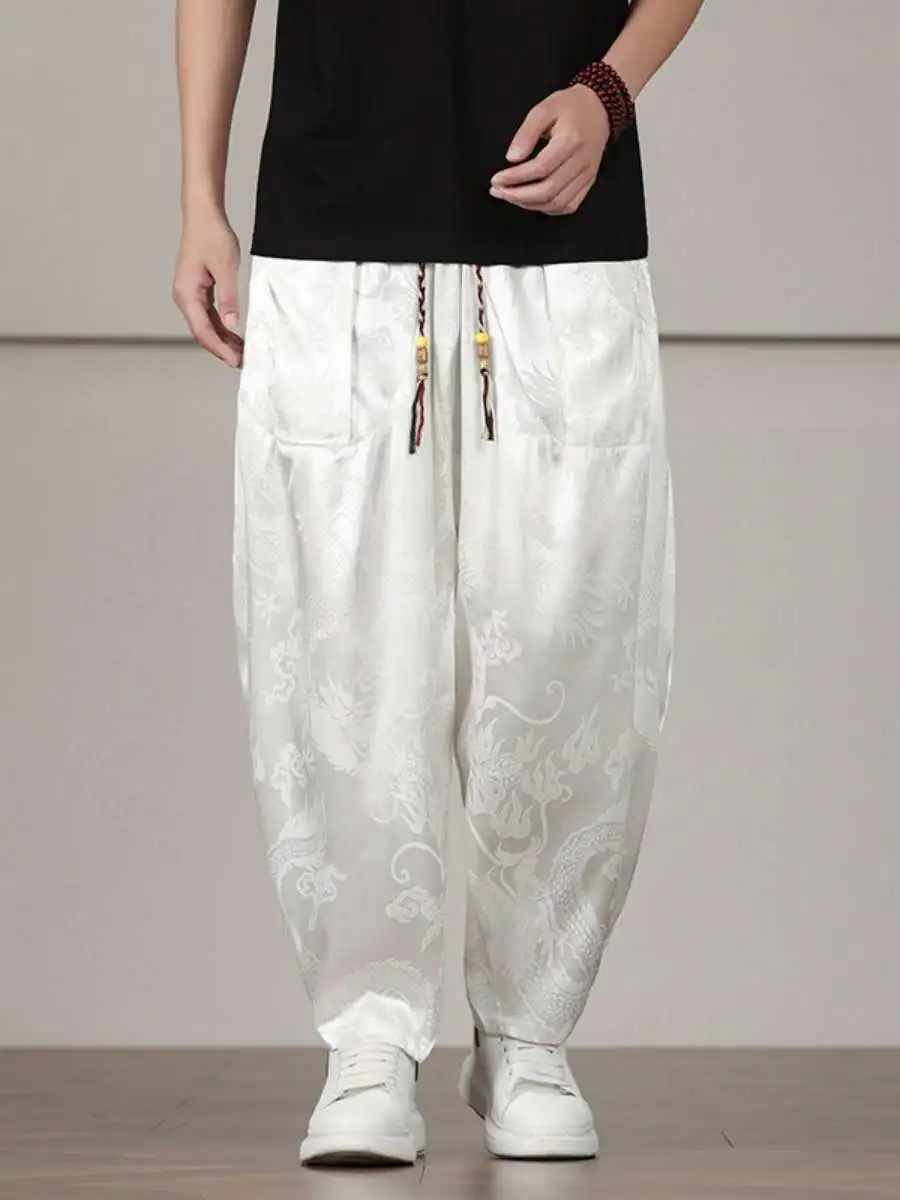

Loose Men's Casual Pants Spring Summer New Sle Wide Leg Harlan Trousers Comfortable Breathable Daily Wear mid Waist Long Pants