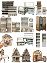 Miniaturie Cake Shop Furniture Material Bag Mini Bread Cabinet Donut Rack Cupcake Cabinet Diy Dollhouse Furniture Accessories