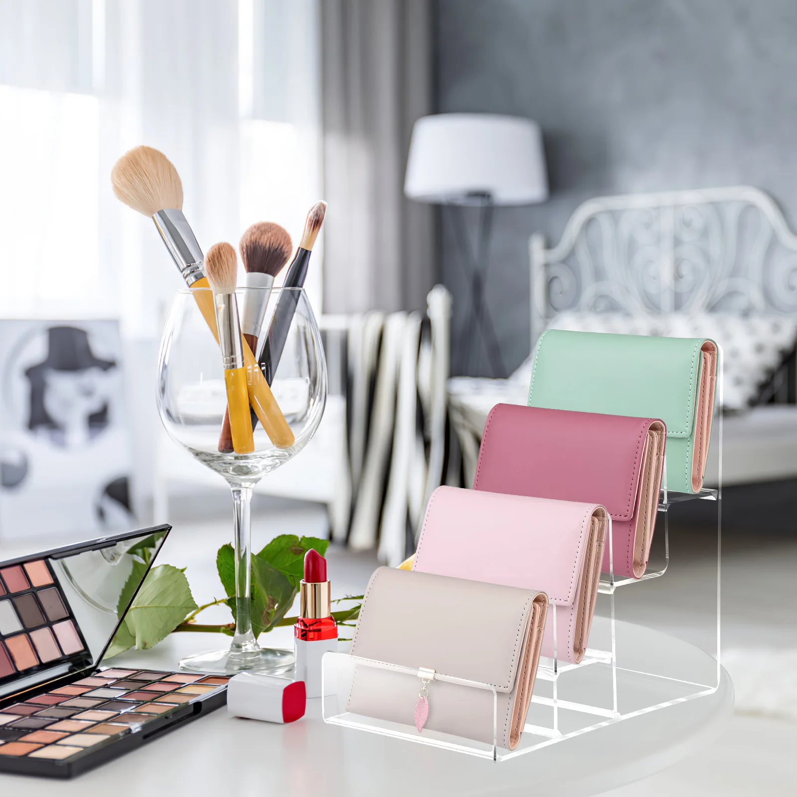 

1Pcs Multi-Layer Acrylic Storage Rack Transparent Wallet Display Stand Glasses Shelf Desktop Display Organizer