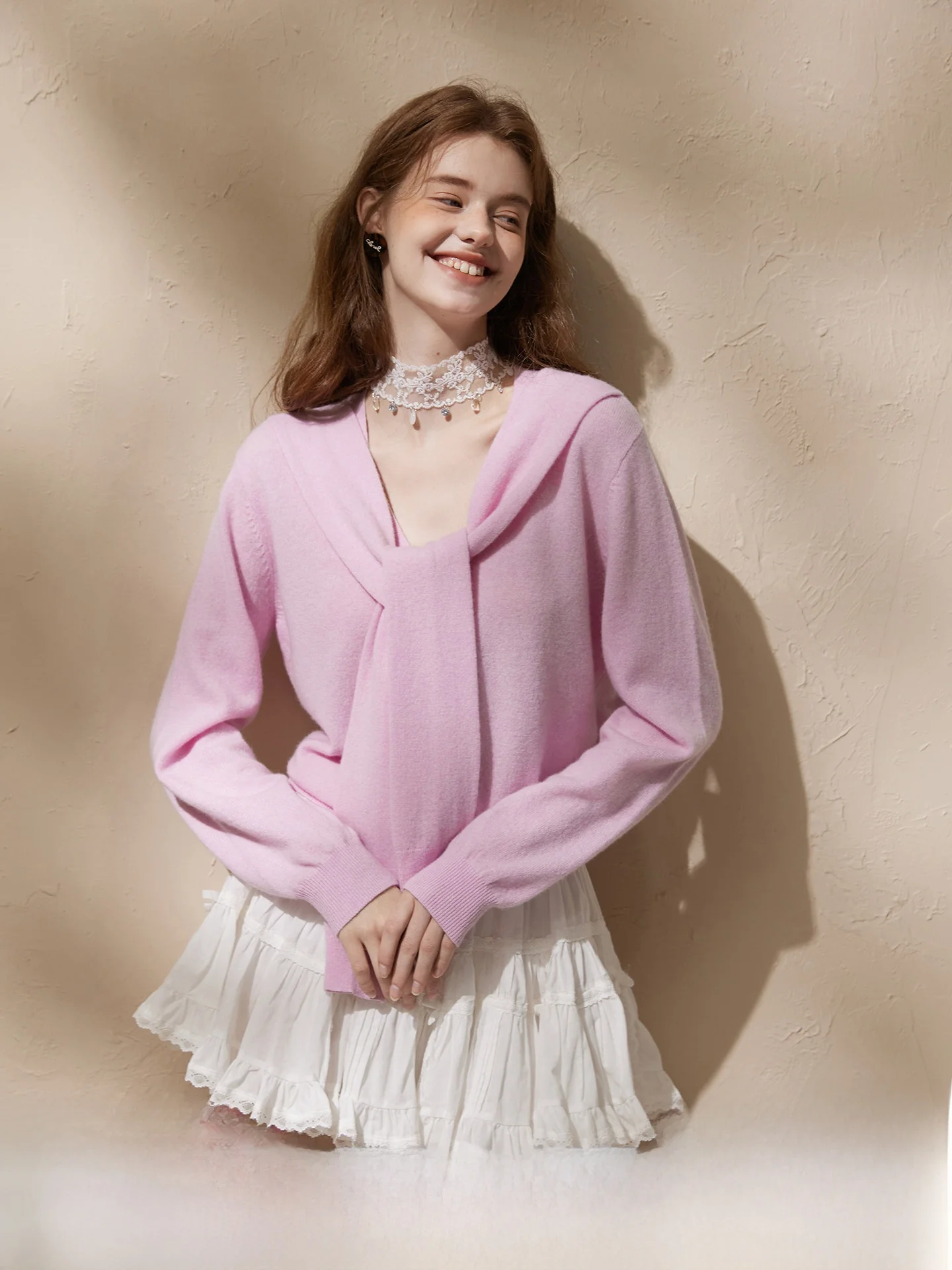 

Sauce Purple 00% Wool Knitted oulder Wrap V-Ne Loose Long Sve Commute Top Faionable Versatile Women's Sweater