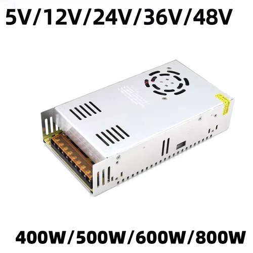 Fuente de alimentación conmutada de 400W, 500W, 600W, 800W, transformador de luz AC 110V 220V a DC 5V 12V 24V 36V 48V fuente de alimentación para Led