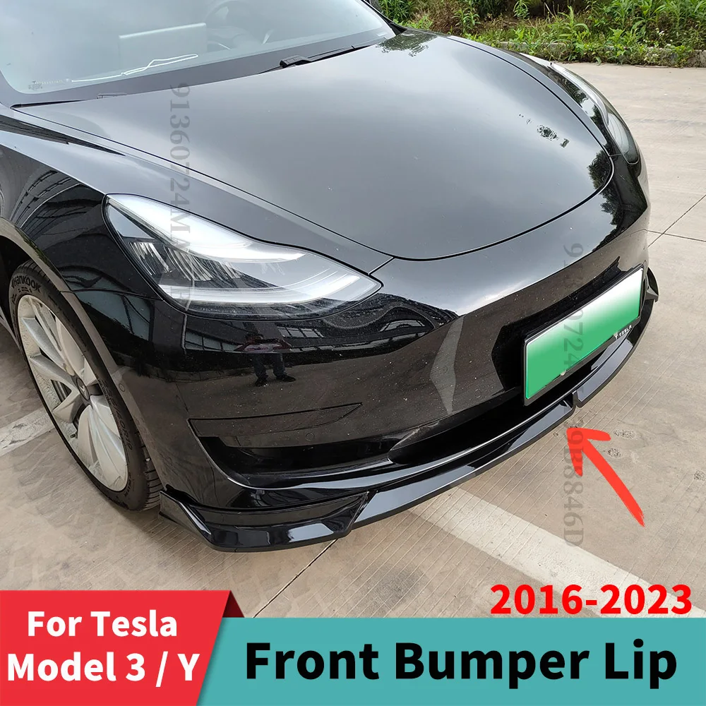 Deflector Splitter Front Bumper Lip Chin Spoiler Diffuser Tuning Accessories For Tesla Model 3 Y 2016+ 2019 2020 2021 2022 2023