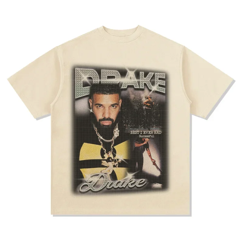Rapper Drizzy Drake Print Men Women 100% Cotton Oversized Vintage Short Sleeve T-shirts Hip Hop T Shirt Streetwear Tops