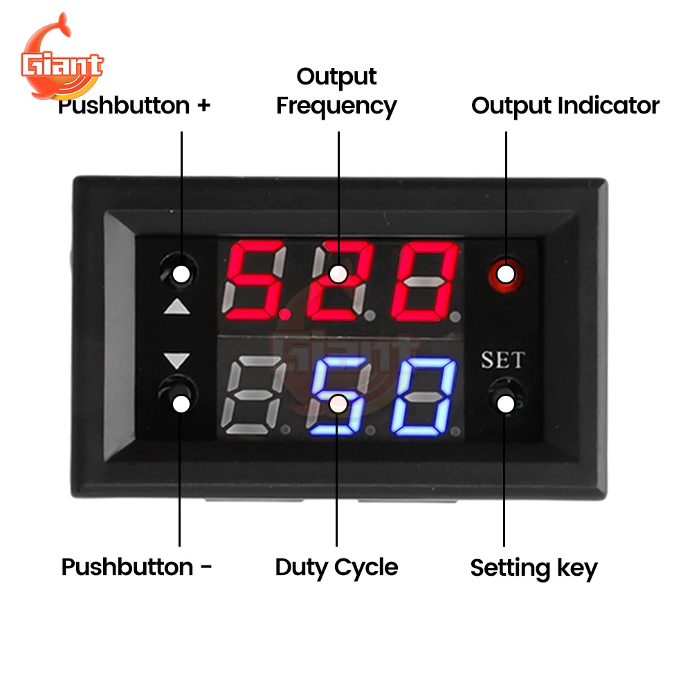 PWM เครื่องกำเนิดสัญญาณดิจิตอล DC 4-30V เครื่องกำเนิดสัญญาณดิจิตอล PWM ความถี่ชีพจรเครื่องทดสอบวงจรเครื่องกำเนิดคลื่นสี่เหลี่ยมปรับได้