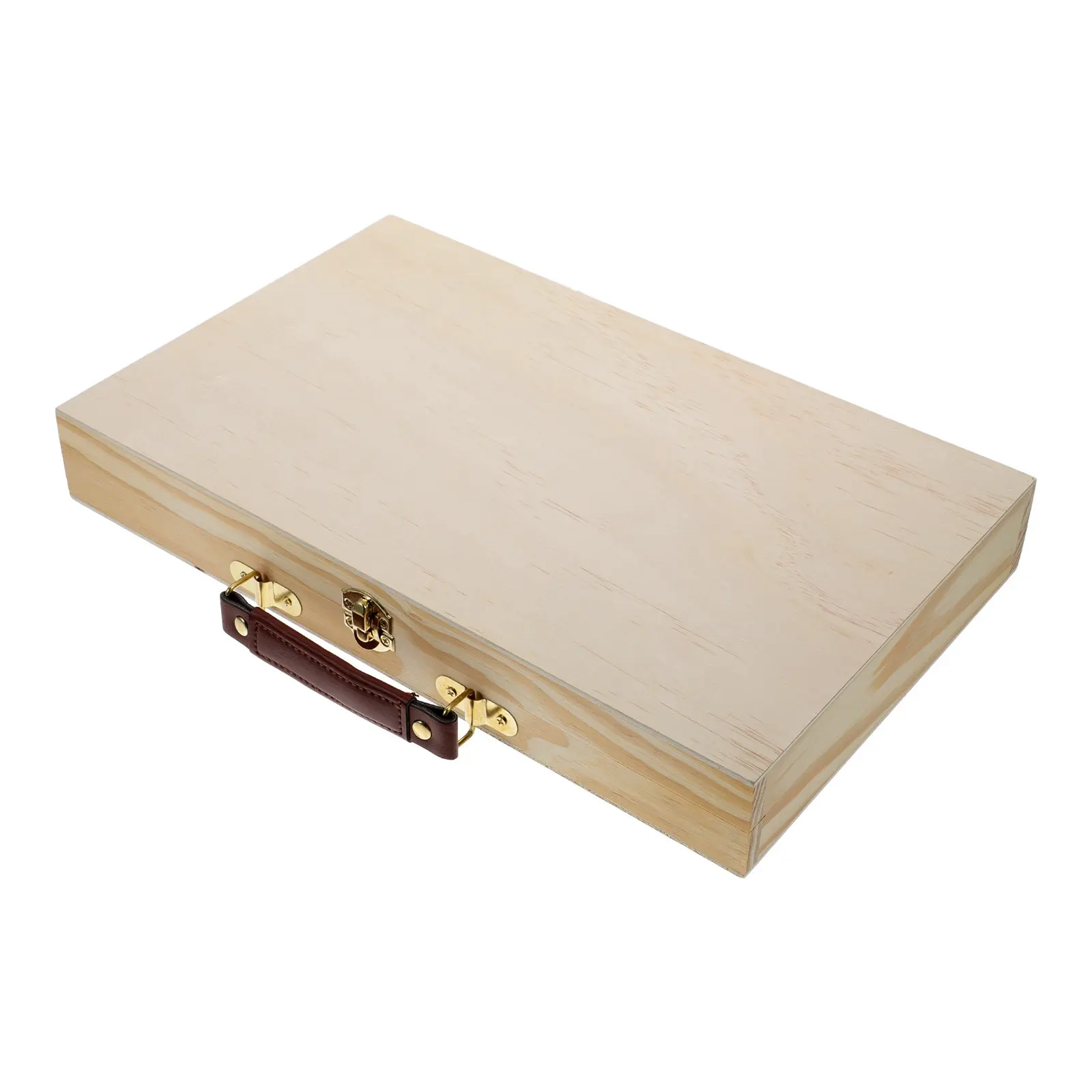 1Pcs Lightweight Wooden Paint Box with Locking Clasps Foldable Storage Case for Brushes Erasers Pigments Art Supplies Travel