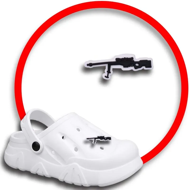 Pistol mainan jimat sepatu untuk Crocs sandal wanita bakiak pin dekorasi sepatu aksesori pria lencana anak laki-laki anak perempuan Aksesori sepatu