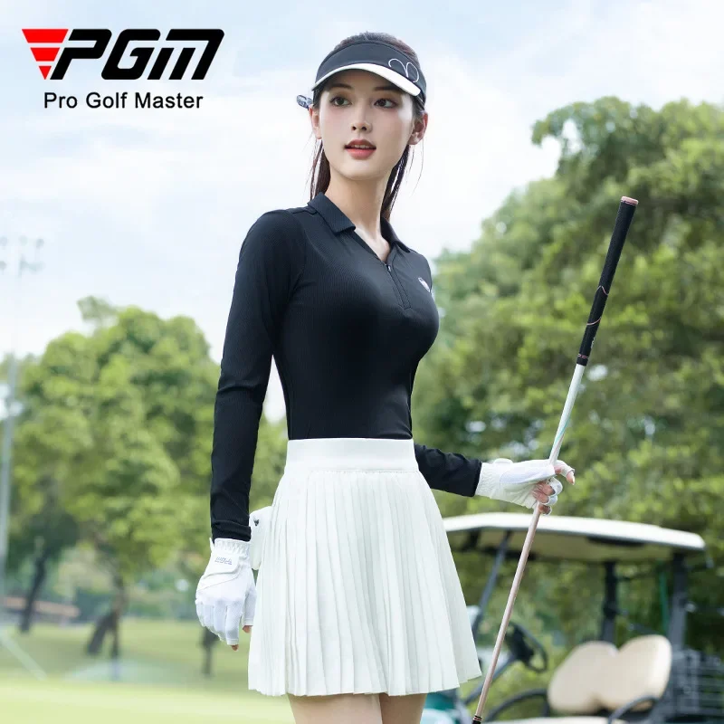

PGM Women Golf Long Sleeved Polo Shirts Autumn Winter Slim Fit Tennis Sports Top YF842