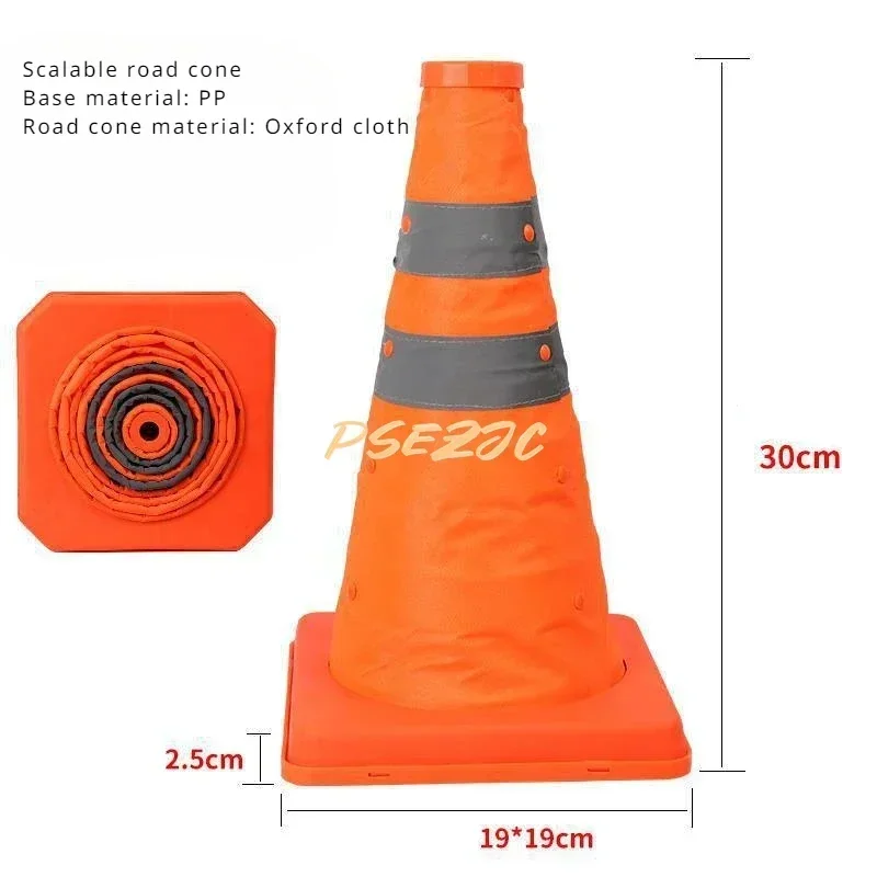 Traffic Emergency Convenient Telescopic Road Cone Reflective Circular Foldable Pointed Obstacle Safety Warning