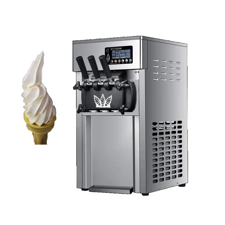 Commercial Ice Cream Machine 5.8 Gal per Hour Soft Serve  Auto Clean 3 Flavors Perfect for Restaurants Snack Bar