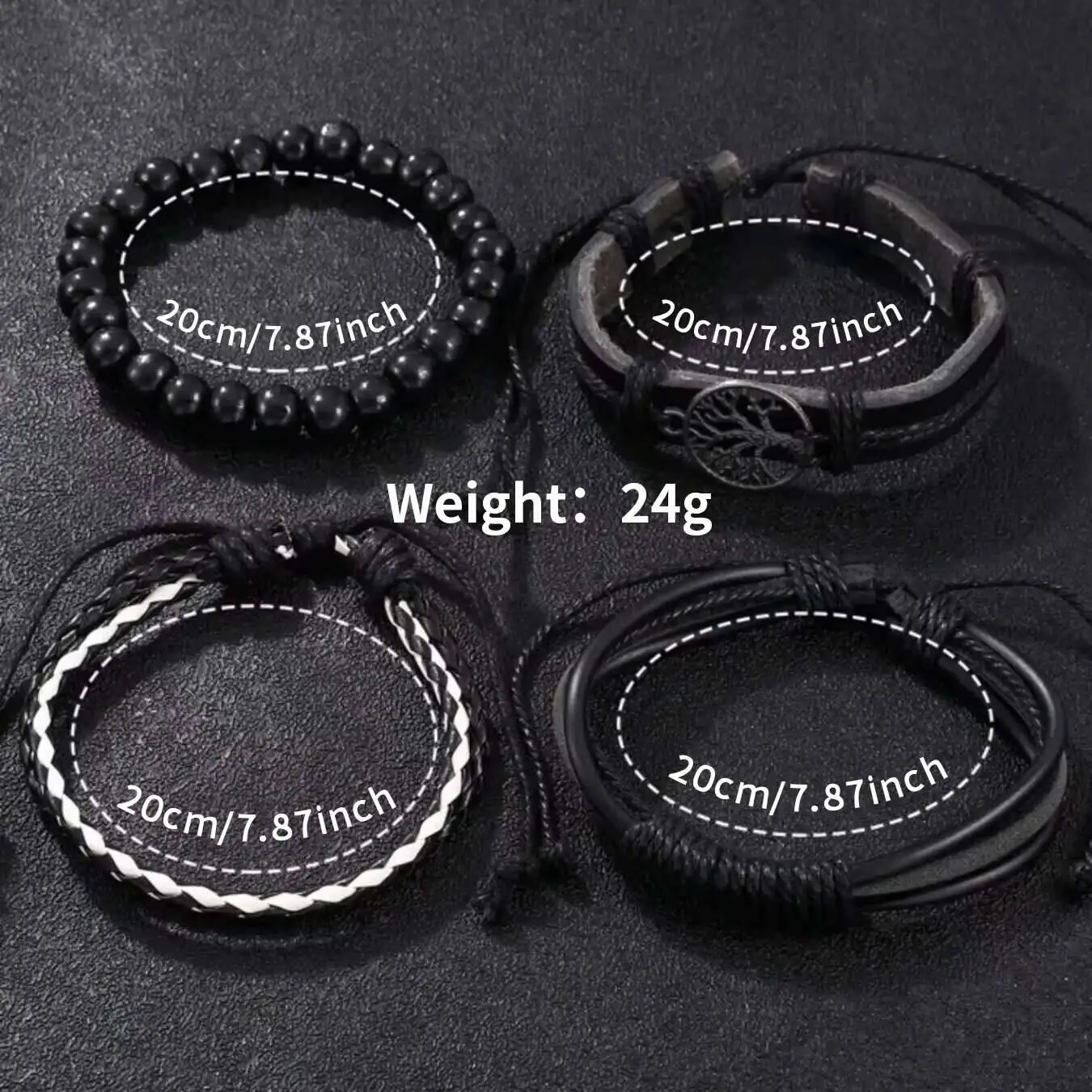 5PCS/Set Luxury Men Business Watches Fashion Black Mesh Band Quartz Watch Bracelets Set Reloj Hombre（Without Box）