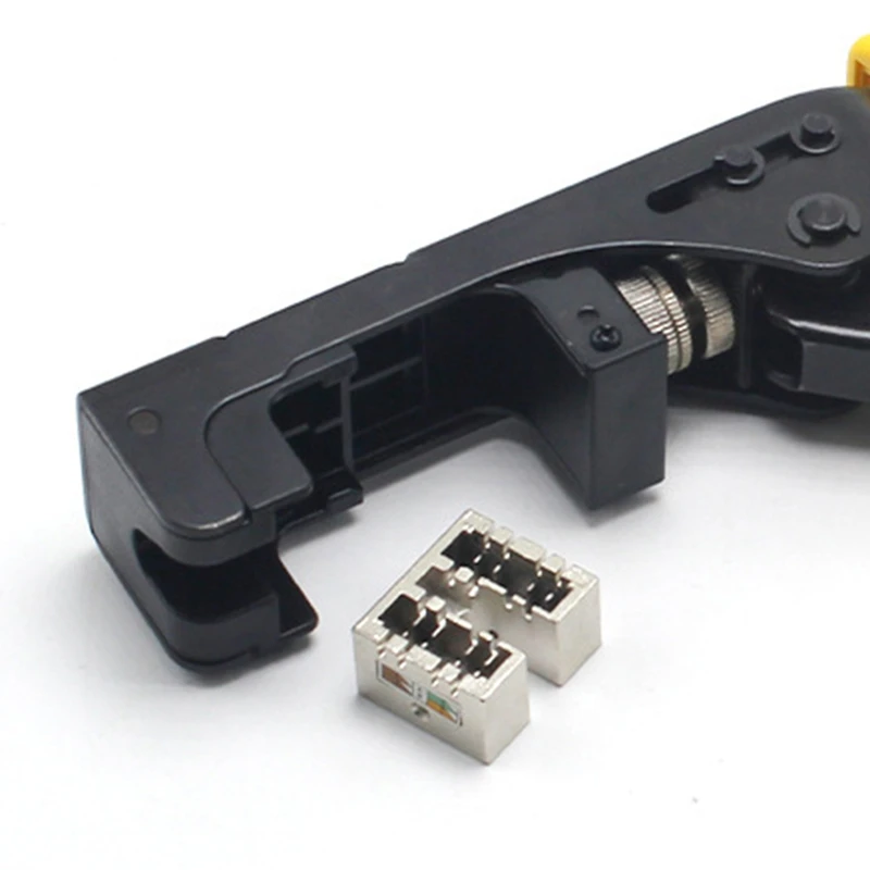 คีมยำหัวปมเครือข่าย RJ45พร้อมตะขอ180 ° โมดูลสายเคเบิลเครือข่ายคีมยำหัวเครื่องตัดลวด Cat7 Cat6 Cat5e