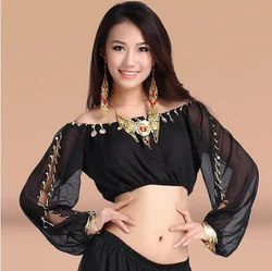 New arrival cheap crystal cotton and mesh belly dance top for belly dancing momen half sleeves belly dance tops sexy top 9 color