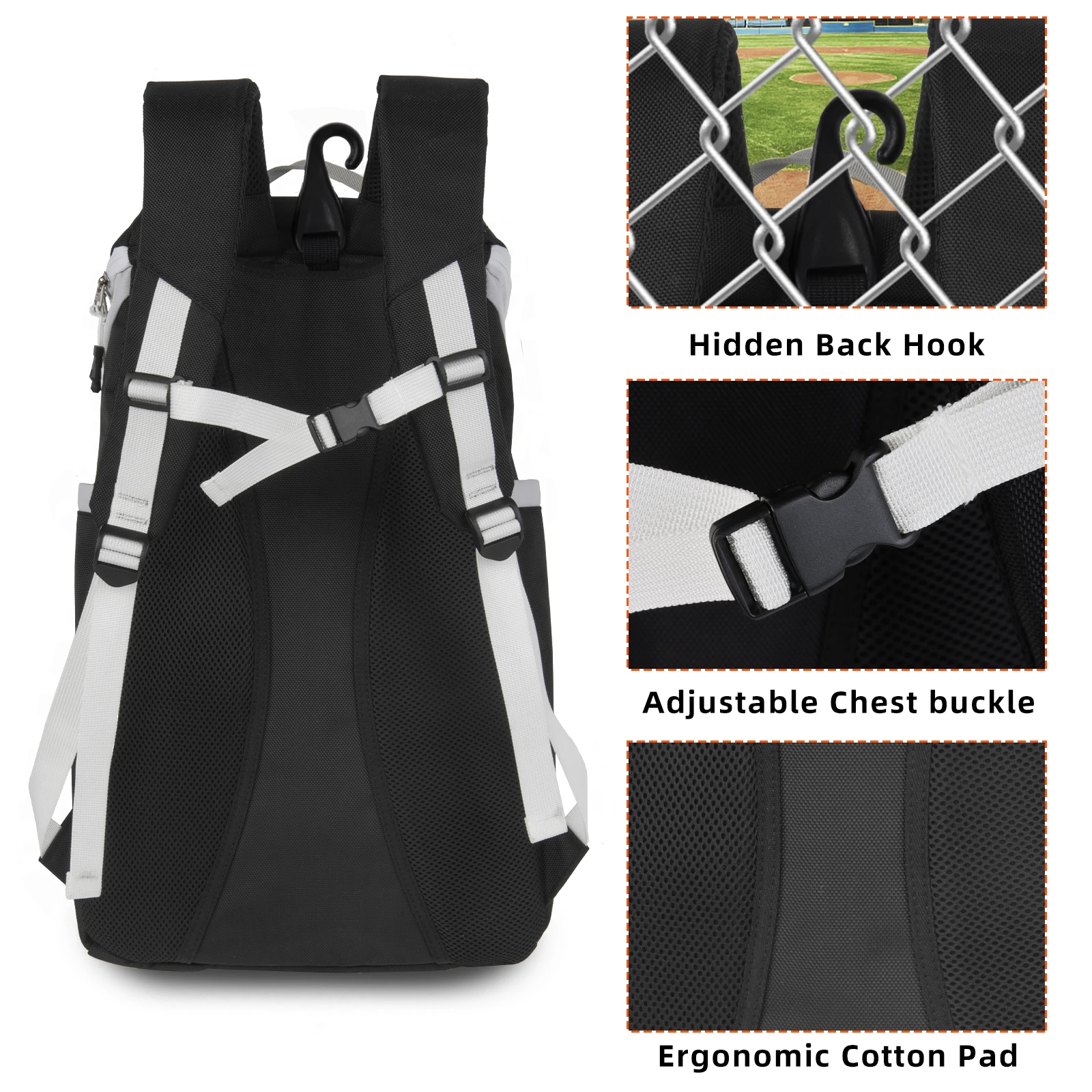 TPAID Baseball Backpack Large Capacity 20.5 inch Sport Bag Softball Sports Training with Shoes Compartment Youth Adult