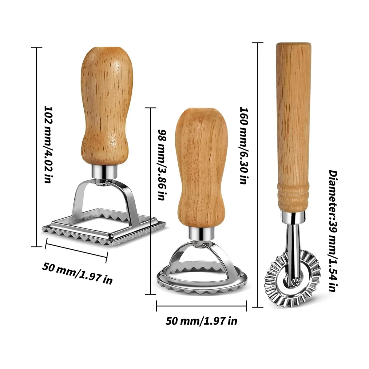 Ravioli Pasta Cutter Set, Ravioli Stamp Maker with Wooden Handle for Ravioli, Pasta, Dumplings Lasagna, Pierogi