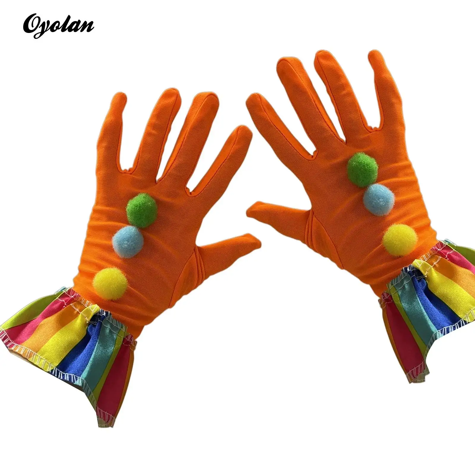 1 쌍 광대 장갑 의류 액세서리 컬러 폼폼 프릴 재미 있은 광대 장갑 무대 공연 드라마 쇼 코스프레 의상