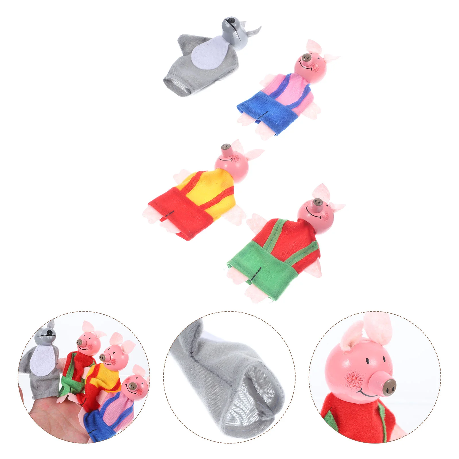 Children's Toys Finger Baby Cover Kids Puzzle Pig and Wolf Puppets Plaything for Cloth