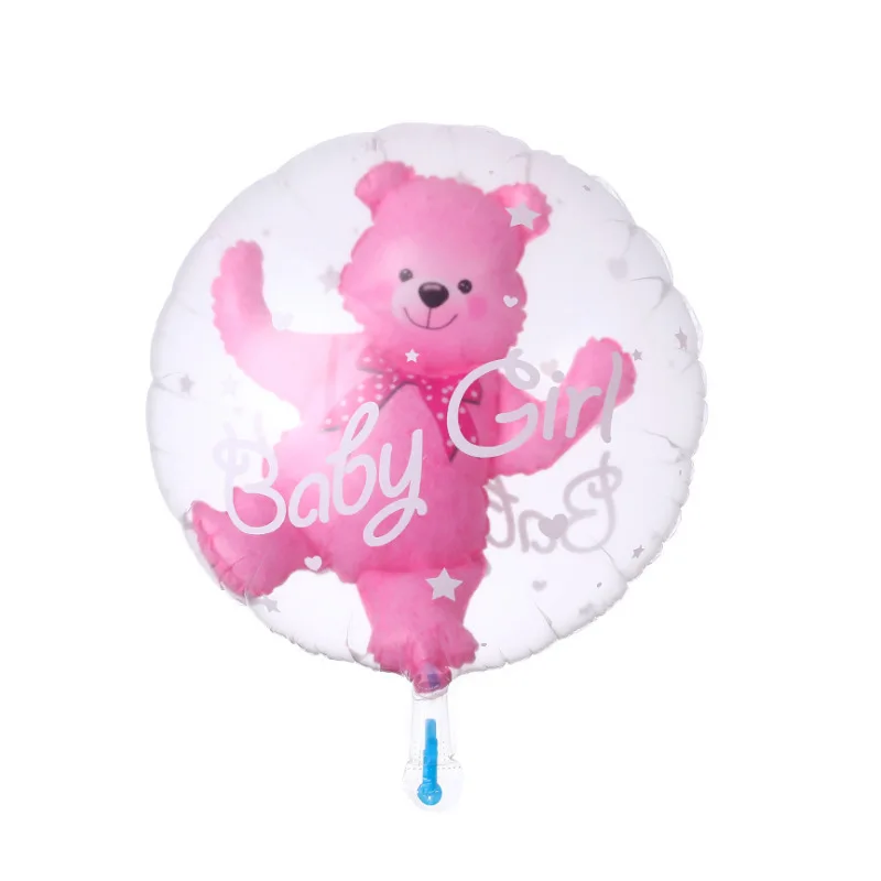 5pcs/lot Baby Boy Girl Bear bubble balloons Transparent Ball in Ball with Heart Baby Shower Birthday Party Decorations