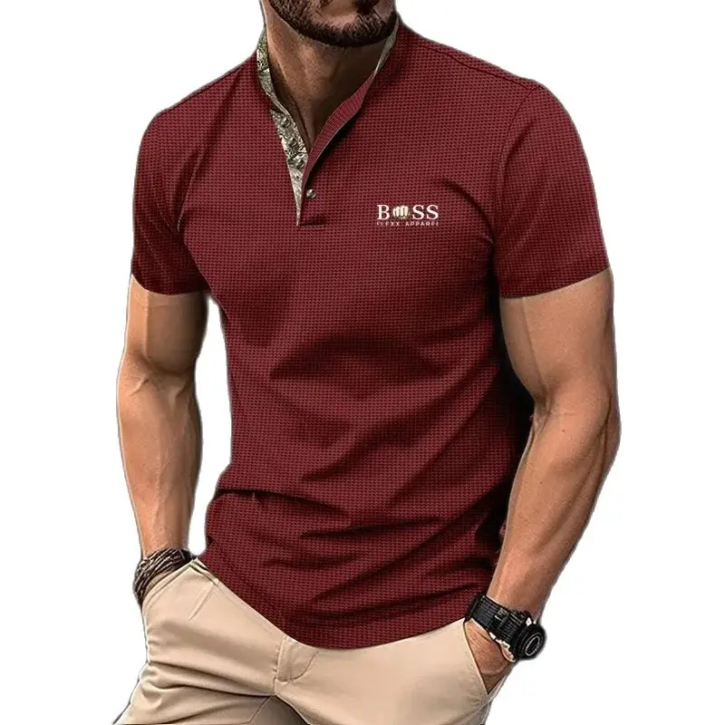 

2024High-end Men's Casual POIO Shirt Summer Button-down Collar Short-sleeved Comfortable T-shirt Fashion Simple Loose Blazer