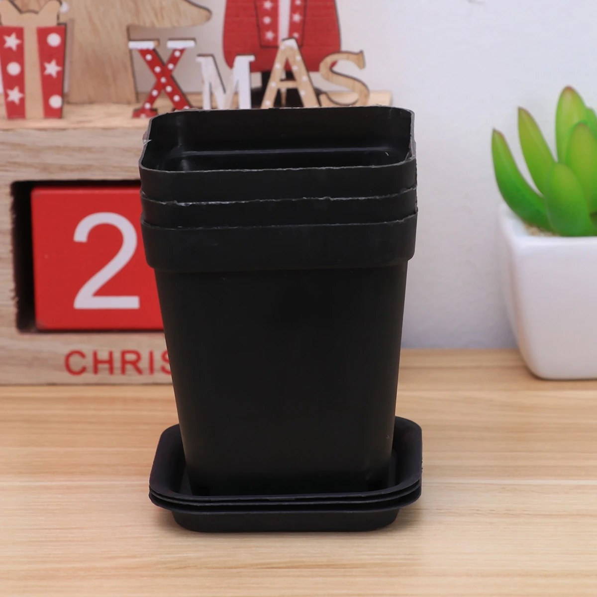 3 Sets Small Square Flower Pot Nursery Tray Garden Succulent Pots Decoration Flowerpot Plastic for Indoor Plants Planter Bonsai